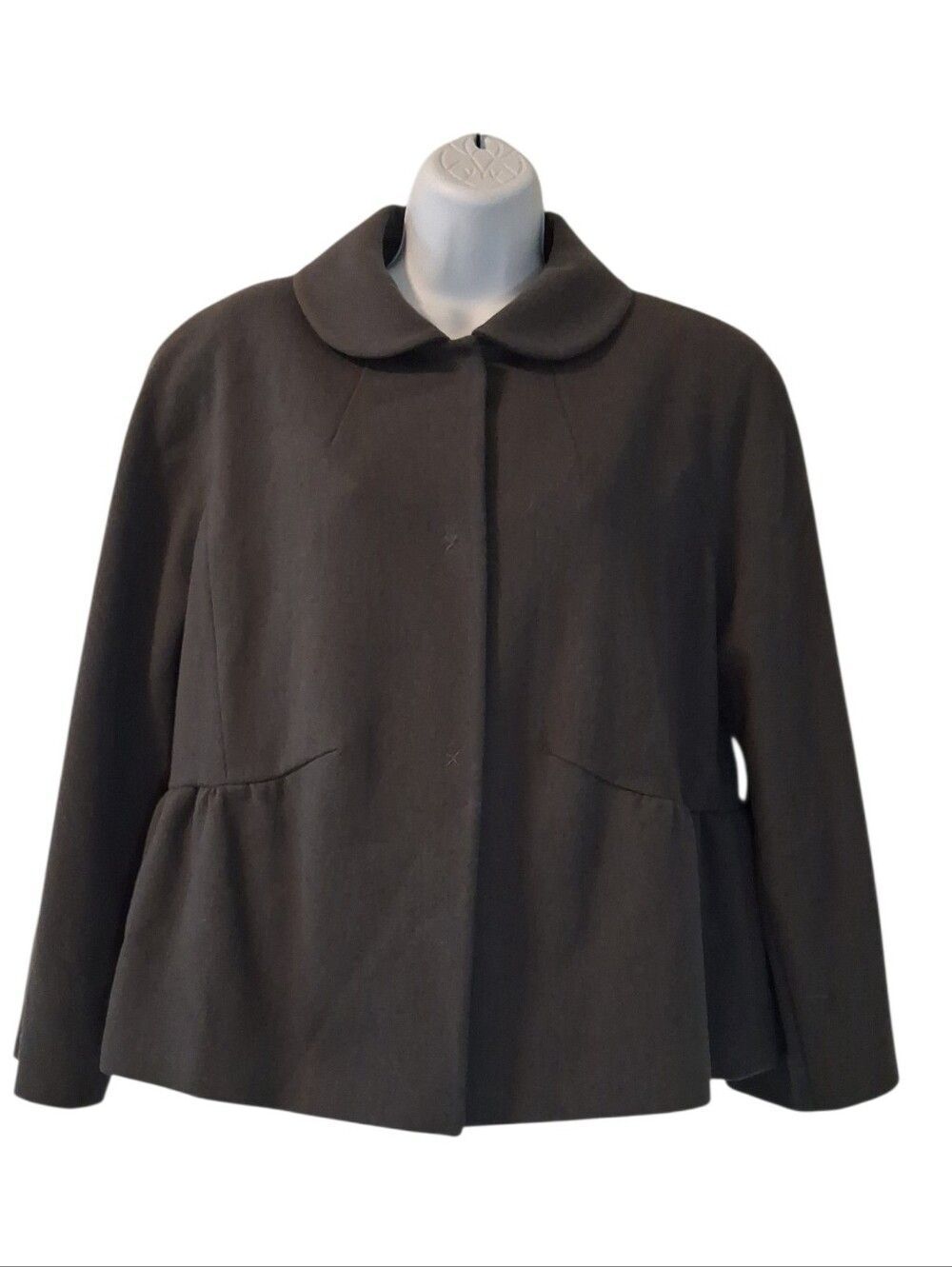 Barneys NY Taste Luxury Humor Vintage Y2K Grey Wool Peplum Evenning Jacket 14